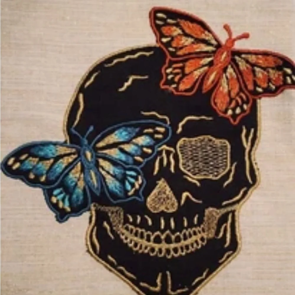 Max Studio 2pk Kitchen Tea Towels Halloween Skull Butterfly Gold Day of Dead